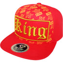 TOP LEVEL : KING | Front-raised Verbiage Patch with All-over Crown Print Design Snapback Cap