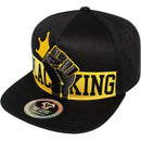 TOP LEVEL : BLACK KING | Embossed Black Fist Embroidery with Black King Print Design Snapback Cap
