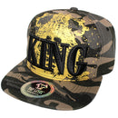 TOP LEVEL : KING | Front-raised Verbiage with King Lion Print Design Snapback Cap