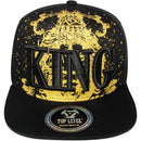 TOP LEVEL : KING | Front-raised Verbiage with King Lion Print Design Snapback Cap