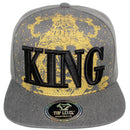 TOP LEVEL : KING | Front-raised Verbiage with King Lion Print Design Snapback Cap