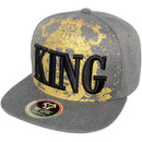 TOP LEVEL : KING | Front-raised Verbiage with King Lion Print Design Snapback Cap