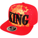 TOP LEVEL : KING | Front-raised Verbiage with King Lion Print Design Snapback Cap