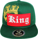 TOP LEVEL : KING | Front-raised Verbiage Embroidery with Red Cotton Patch Design Snapback Cap