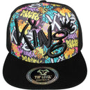 TOP LEVEL : KING | Front-raised King Verbiage Embroidery with Cartoon Sublimation Design Snapback Cap