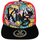 TOP LEVEL : KING | Front-raised King Verbiage Embroidery with Cartoon Sublimation Design Snapback Cap