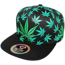 TOP LEVEL : MARIJUANA | Front Raised Embroidery with All-over Marijuana Print Design Snapback Cap