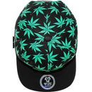 TOP LEVEL : MARIJUANA | Front Raised Embroidery with All-over Marijuana Print Design Snapback Cap