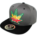 TOP LEVEL : MARIJUANA | Front-raised Marijuana with Rasta Color Design Snapback Cap