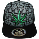 TOP LEVEL : MARIJUANA | Front-raised Marijuana Embroidery Design Snapback Cap