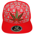 TOP LEVEL : MARIJUANA | Front-raised Marijuana Embroidery Design Snapback Cap