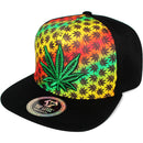 TOP LEVEL : MARIJUANA | Embroidery Rasta Color Sublimation Design Snapback Cap