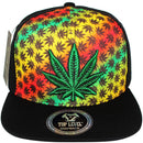 TOP LEVEL : MARIJUANA | Embroidery Rasta Color Sublimation Design Snapback Cap