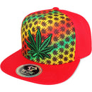 TOP LEVEL : MARIJUANA | Embroidery Rasta Color Sublimation Design Snapback Cap