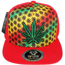 TOP LEVEL : MARIJUANA | Embroidery Rasta Color Sublimation Design Snapback Cap