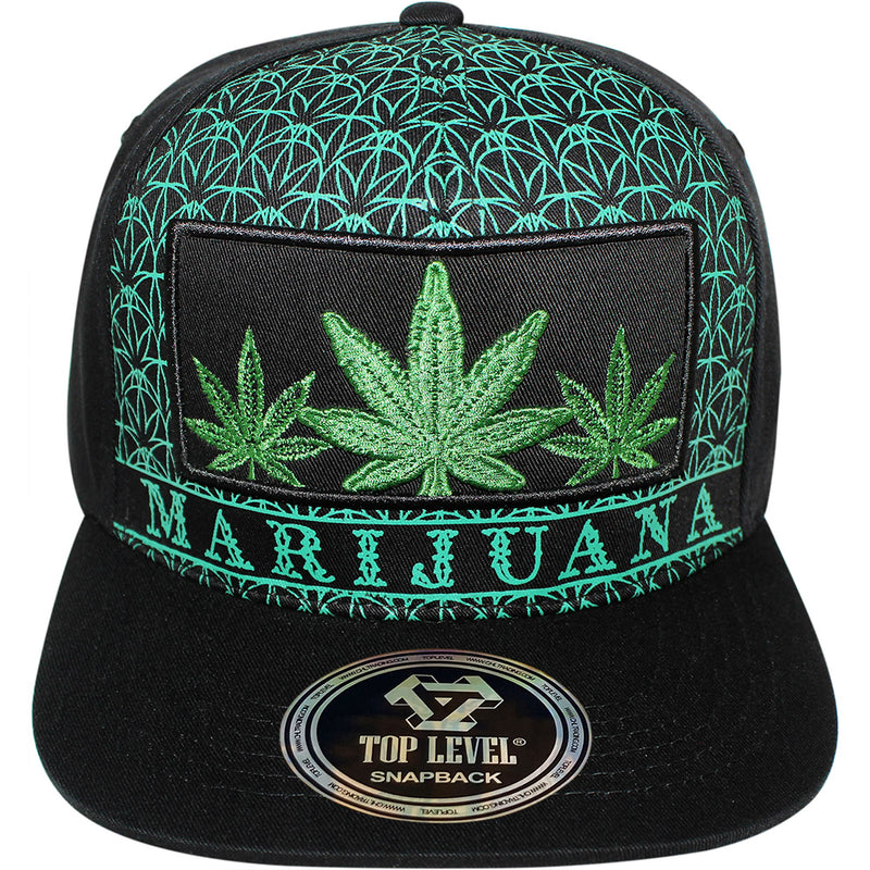 TOP LEVEL : MARIJUANA | All-over Marijuana Print Design Snapback Cap