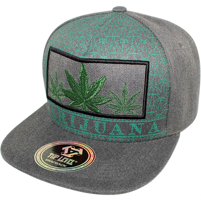 TOP LEVEL : MARIJUANA | All-over Marijuana Print Design Snapback Cap