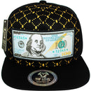 TOP LEVEL : MONEY | Embroidered $100 Bill with Sublimation & Luxury $ Print Design Snapback Cap