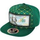 TOP LEVEL : MONEY | Embroidered $100 Bill with Sublimation & Luxury $ Print Design Snapback Cap