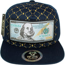 TOP LEVEL : MONEY | Embroidered $100 Bill with Sublimation & Luxury $ Print Design Snapback Cap