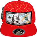 TOP LEVEL : MONEY | Embroidered $100 Bill with Sublimation & Luxury $ Print Design Snapback Cap