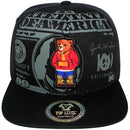 TOP LEVEL : MONEY | Rich Bear Character $100 Money Bill Design Snapback Cap