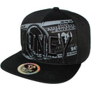TOP LEVEL : MONEY | Front-raised Verbiage Embroidery with Bill Print Design Snapback Cap