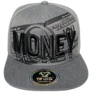 TOP LEVEL : MONEY | Front-raised Verbiage Embroidery with Bill Print Design Snapback Cap