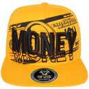 TOP LEVEL : MONEY | Front-raised Verbiage Embroidery with Bill Print Design Snapback Cap