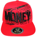 TOP LEVEL : MONEY | Front-raised Verbiage Embroidery with Bill Print Design Snapback Cap