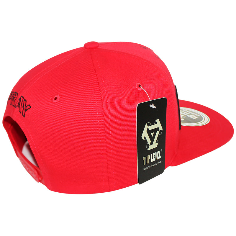 TOP LEVEL : PRAY | Front Raised Pray Verbiage Design with Prayer's Hand Print Design Snapback Cap
