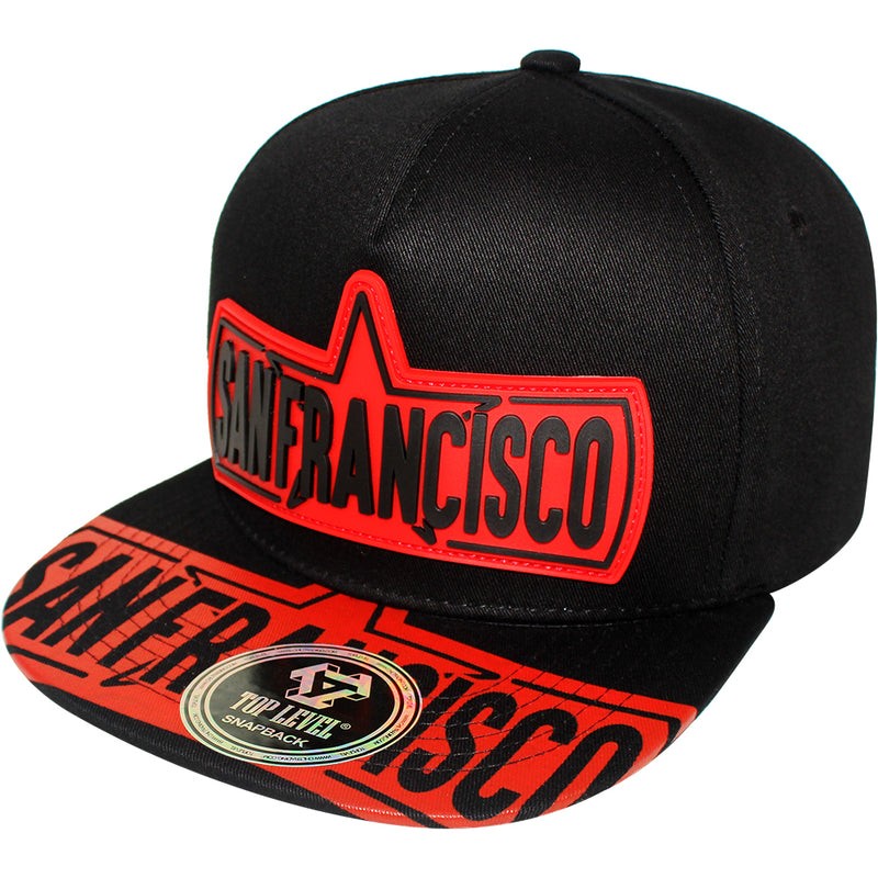 TOP LEVEL : SAN FRANCISCO | Verbiage Design with Rubber Patch Design Snapback Cap