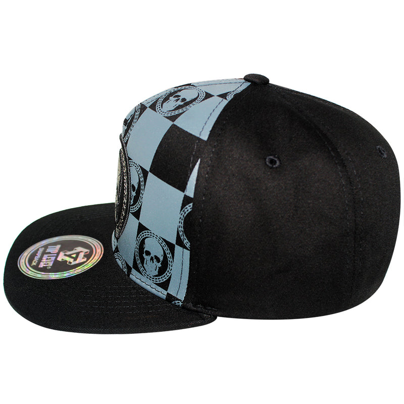 TOP LEVEL : SKULL | Cotton Patch & Skull Checker Board Print Design Snapback Cap