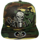 TOP LEVEL : SKULL | Front-raised Verbiage Design & Biker Skull Design Snapback Cap