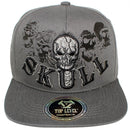 TOP LEVEL : SKULL | Front-raised Verbiage Design & Biker Skull Design Snapback Cap