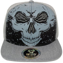 TOP LEVEL : SKULL | All-over Print and Front-raised Eyes and Nose Embroidery Design Snapback Cap