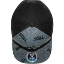 TOP LEVEL : SKULL | Front-raised Three Skulls Embroidery with Trippy Skull Print Design Snapback Cap