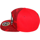 TOP LEVEL : SKULL | Front-raised Three Skulls Embroidery with Trippy Skull Print Design Snapback Cap