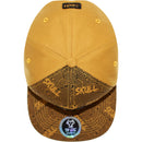 TOP LEVEL : SKULL | Front-raised Three Skulls Embroidery with Trippy Skull Print Design Snapback Cap