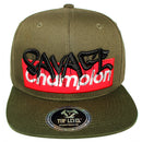 TOP LEVEL : SAVAGE CHAMPION | Front Raised Verbiage Design Snapback Cap