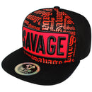 TOP LEVEL : SAVAGE | Front-raised Verbiage with Red Cotton Patch Design Snapback Cap