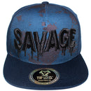 TOP LEVEL : SAVAGE | Front-raised Verbiage Design with Dripping Detail & Tie-dye Print Design Snapback Cap