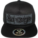 TOP LEVEL : SAVAGE | Front-raised Savage Verbiage Embroidery Design Snapback Cap