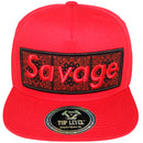 TOP LEVEL : SAVAGE | Front-raised Savage Verbiage Embroidery Design Snapback Cap