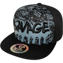 TOP LEVEL : SAVAGE | Front-raised Verbiage Embroidery with Street Graffiti Print Design Snapback Cap