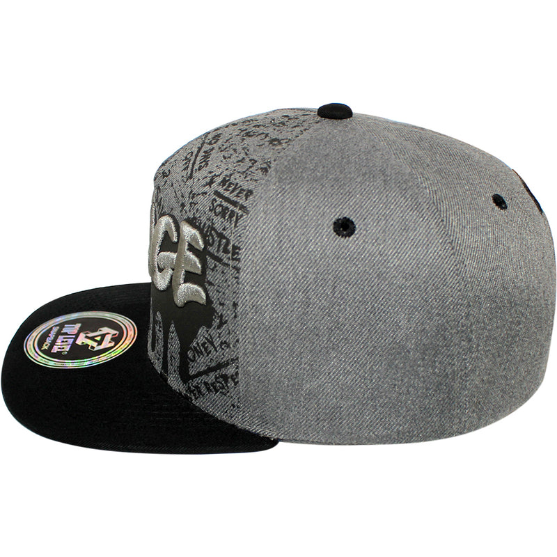 TOP LEVEL : SAVAGE | Front-raised Verbiage Embroidery with Street Graffiti Print Design Snapback Cap