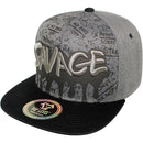 TOP LEVEL : SAVAGE | Front-raised Verbiage Embroidery with Street Graffiti Print Design Snapback Cap