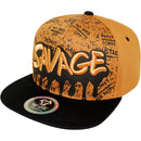 TOP LEVEL : SAVAGE | Front-raised Verbiage Embroidery with Street Graffiti Print Design Snapback Cap
