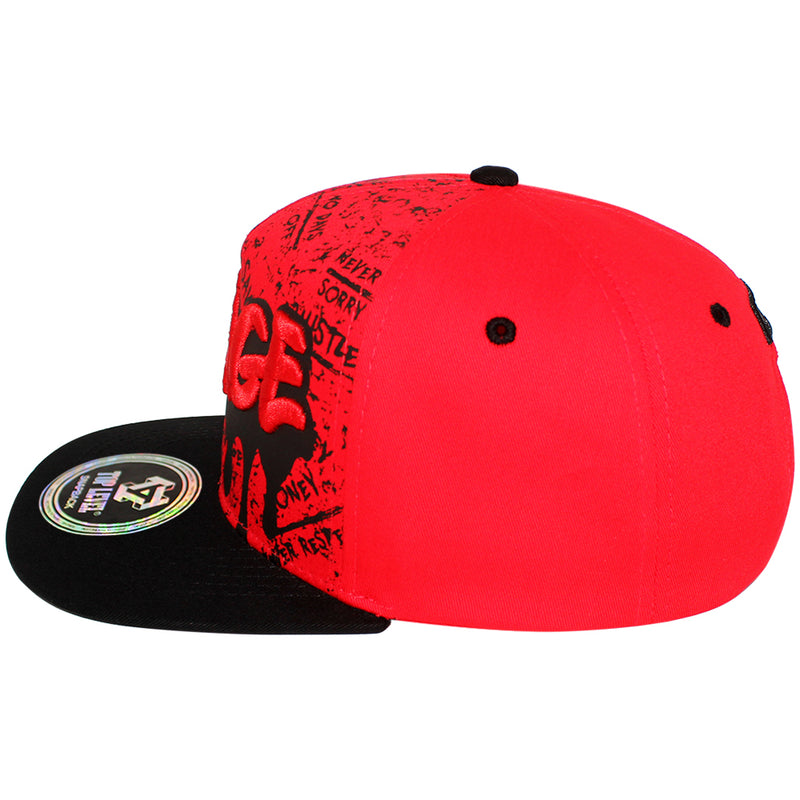 TOP LEVEL : SAVAGE | Front-raised Verbiage Embroidery with Street Graffiti Print Design Snapback Cap