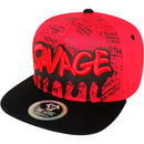 TOP LEVEL : SAVAGE | Front-raised Verbiage Embroidery with Street Graffiti Print Design Snapback Cap